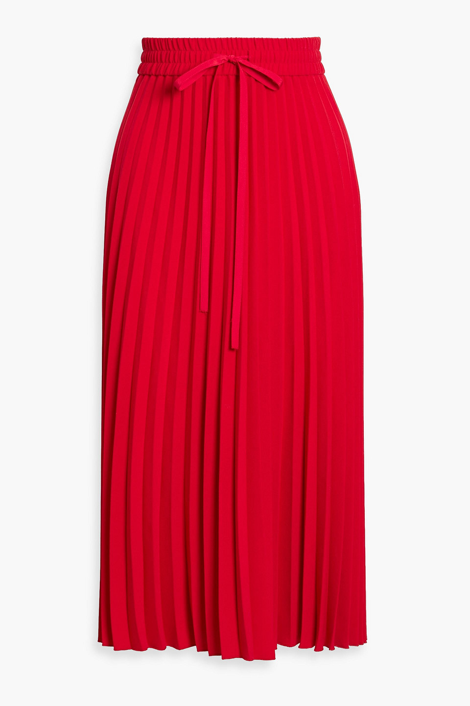 Red Valentino Pleated Crepe Midi Skirt In Red