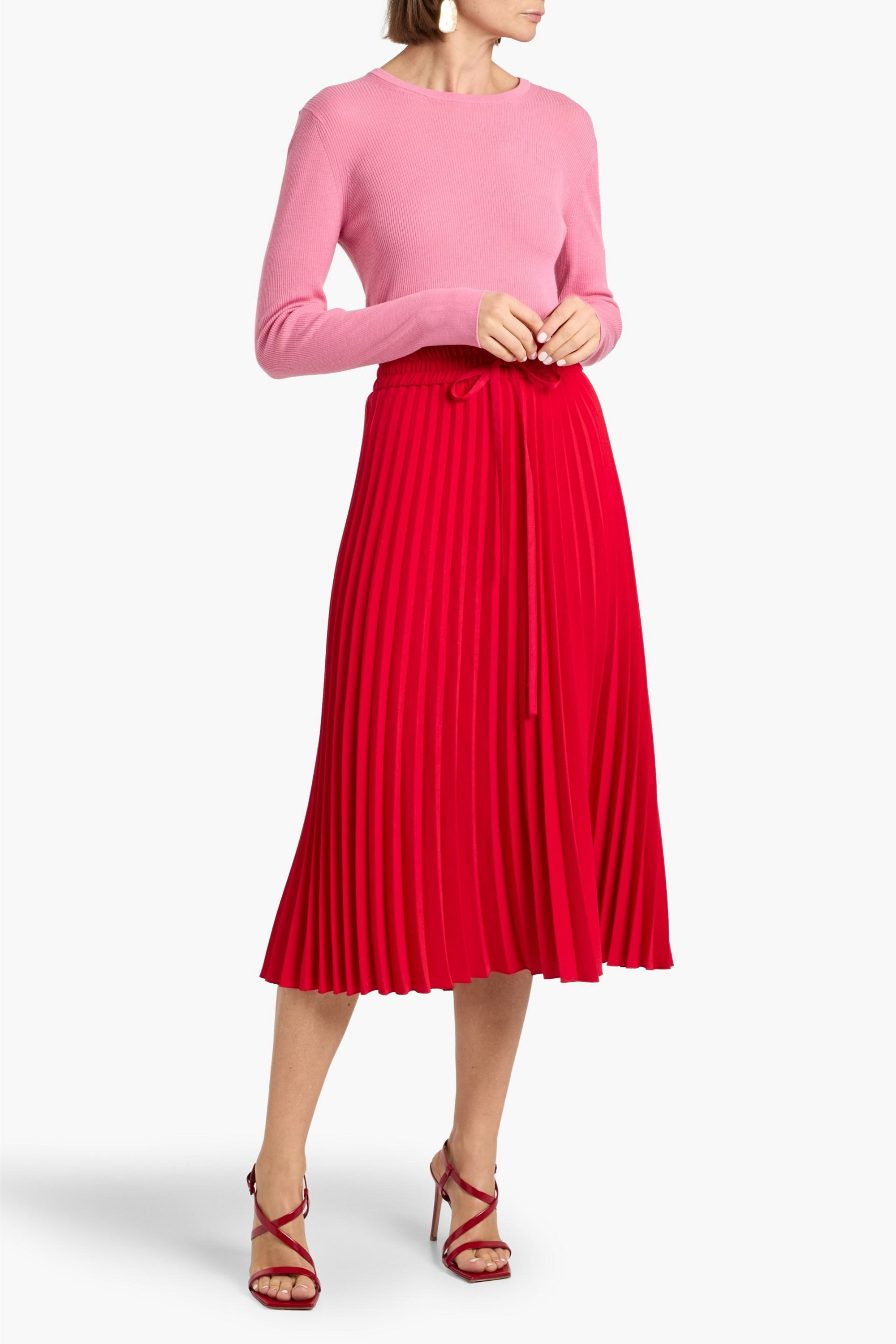 REDValentino Pleated crepe midi skirt