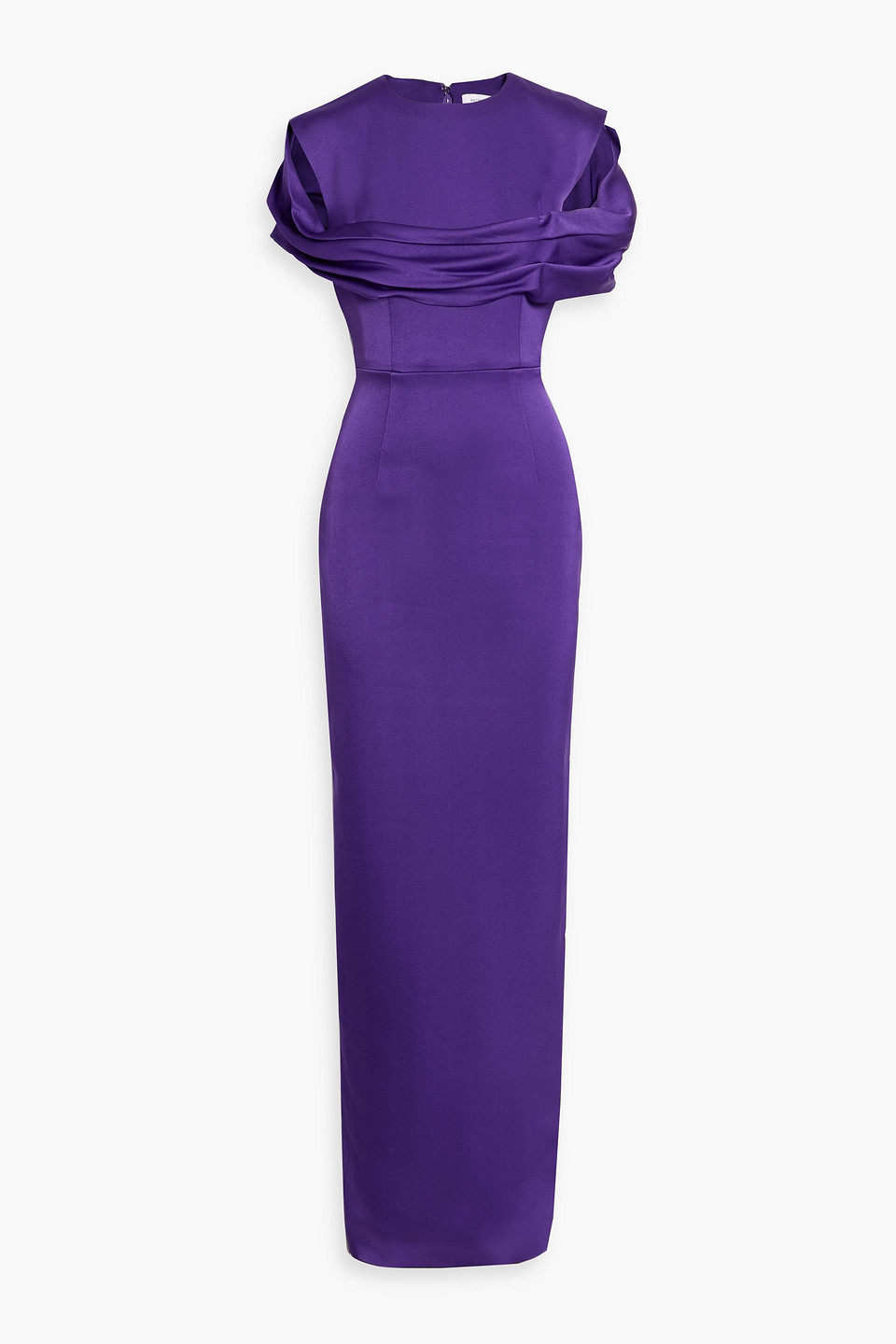 rachel gilbert - lorna draped cutout satin-crepe gown - purple - 0
