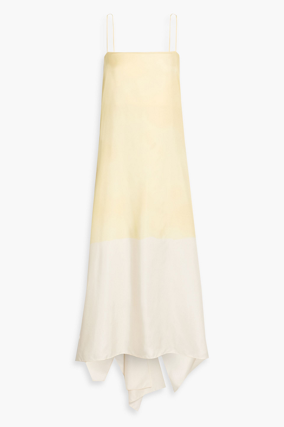 Esse Studios Optimista Draped Dégradé Silk-twill Midi Dress In Yellow