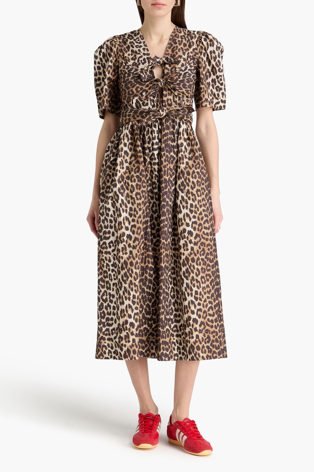 ganni printed cotton poplin dress GANNI Floral-print cotton-poplin midi dress