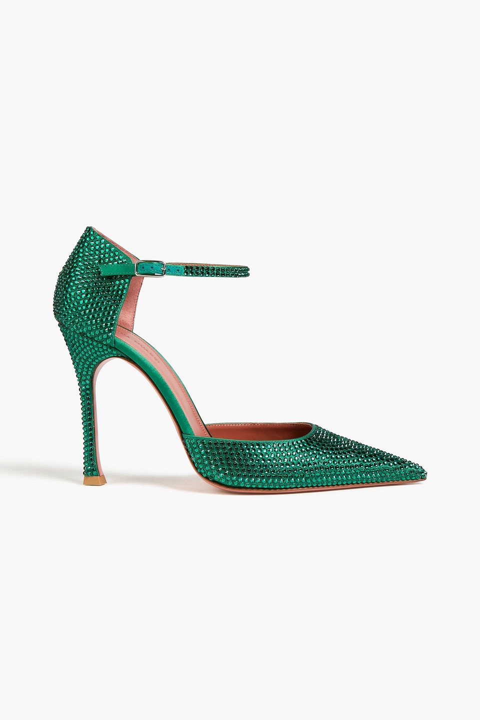 Amina Muaddi Vittoria 105 Crystal-embellished Satin Pumps In Multi