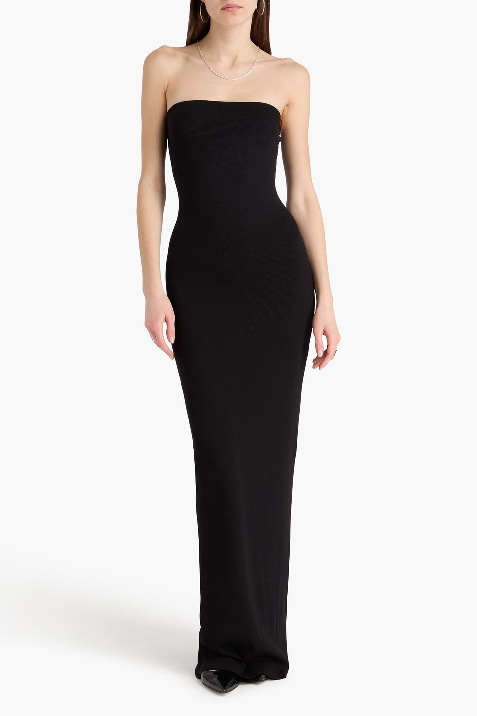  éterne - Trägerlos Maxikleid Aus Geripptem Jersey - Schwarz - Xs 