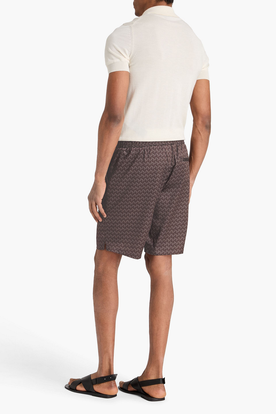  Frescobol Carioca - Shorts „palma“ Aus Satin Aus Einer Seidenmischung Mit Tunnelzug Und Print - Braun - S 