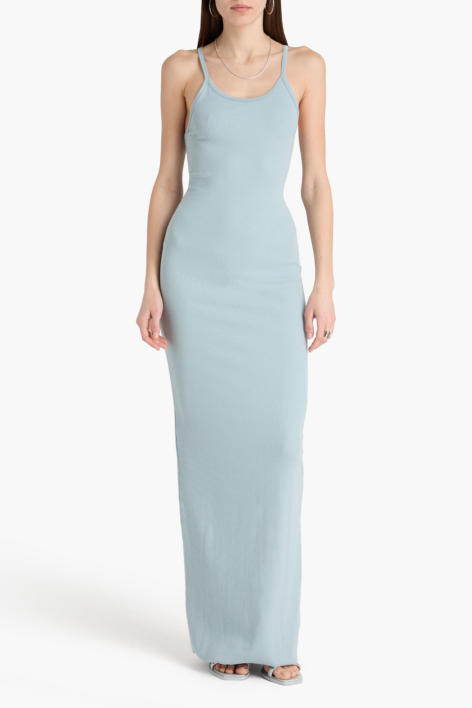  éterne - Maxikleid Aus Geripptem Jersey - Blau - Xs 