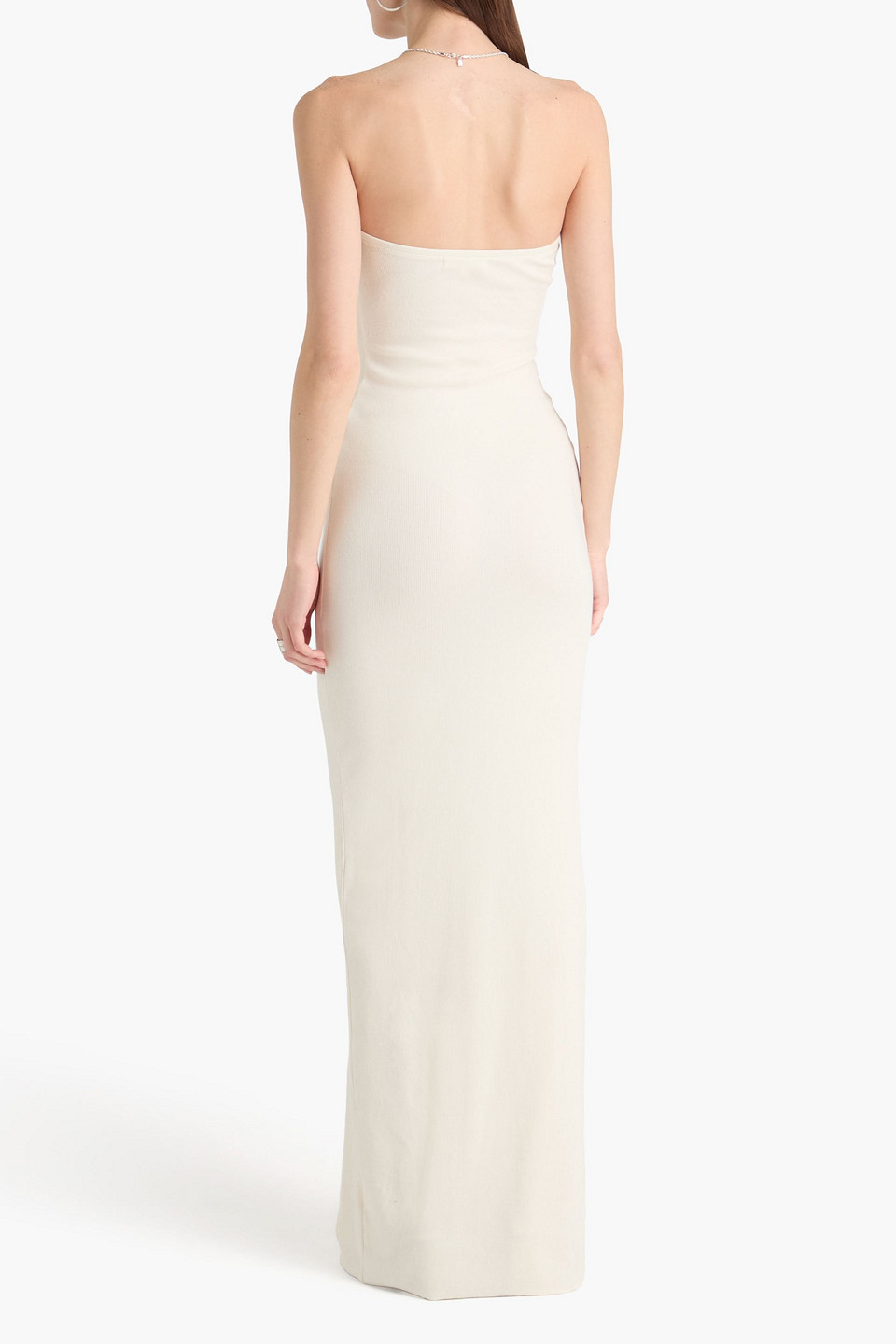  éterne - Trägerlos Maxikleid Aus Geripptem Jersey - Weiß - Xs 