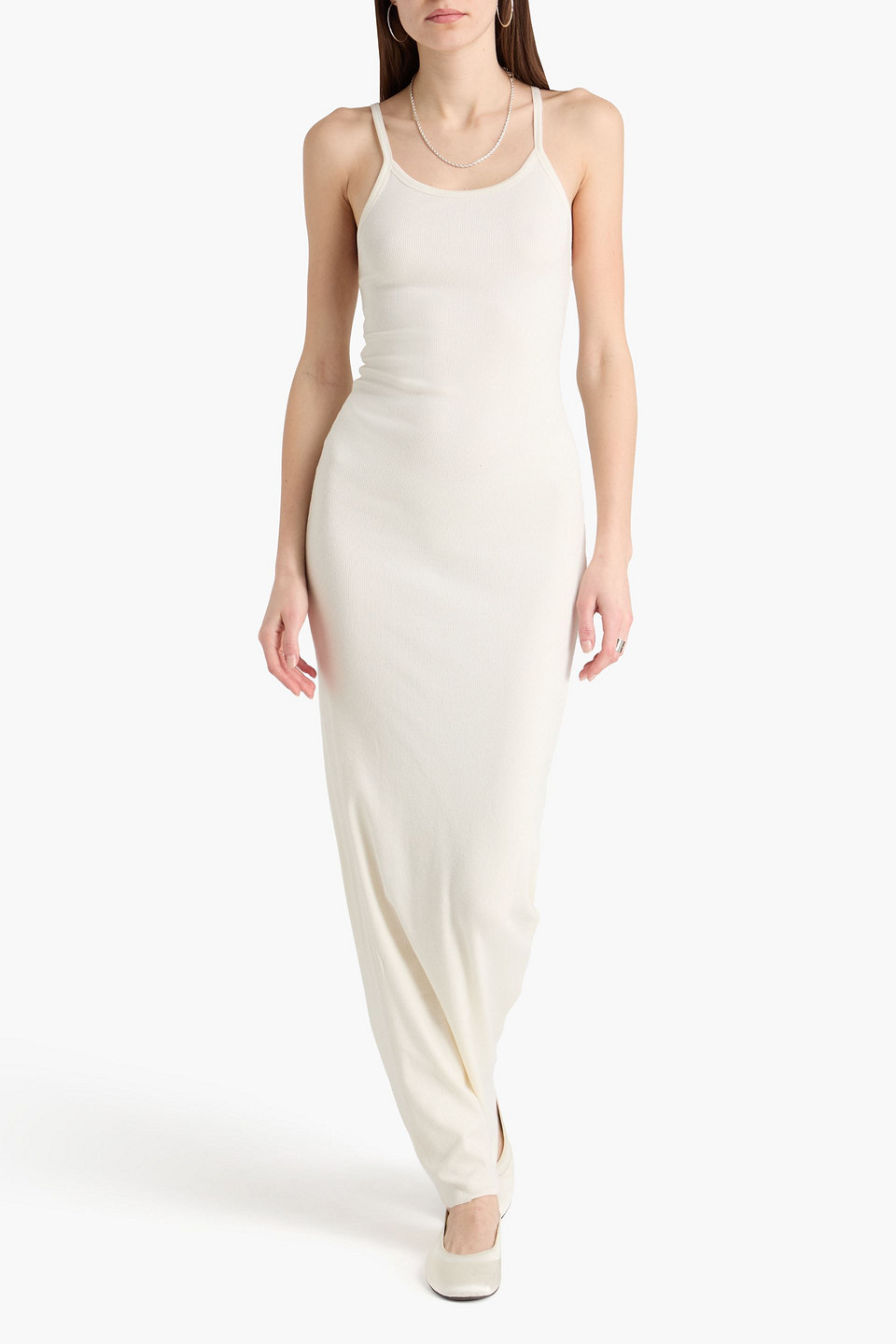 éterne - Maxikleid Aus Geripptem Jersey - Weiß - Xs 
