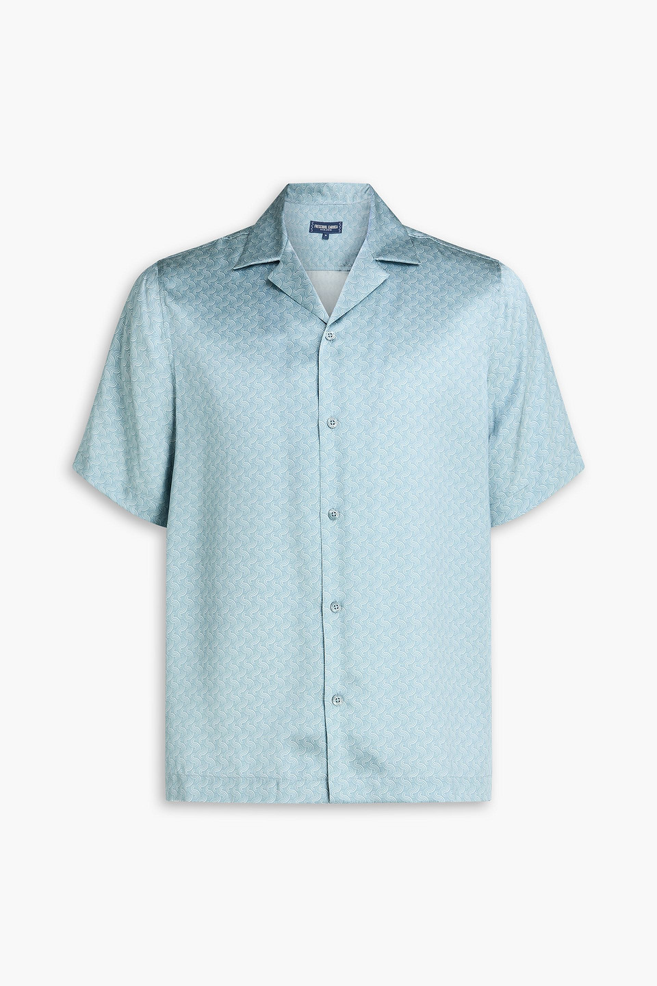 frescobol carioca - roberto printed silk-satin shirt - blue - m
