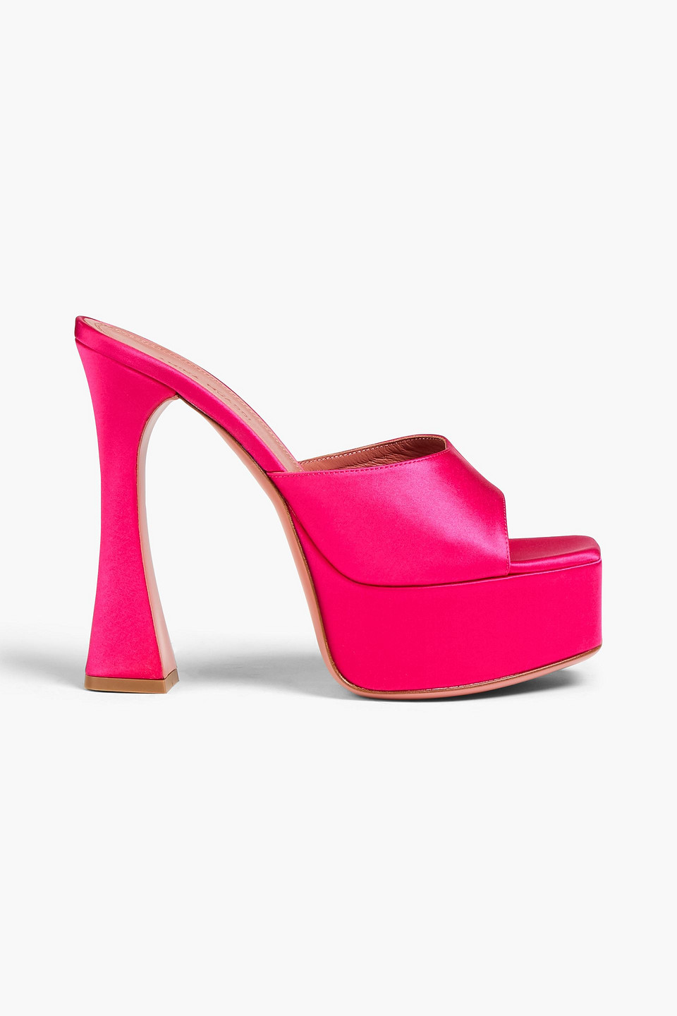 Amina Muaddi Sabot Satin Platform Mules In Pink