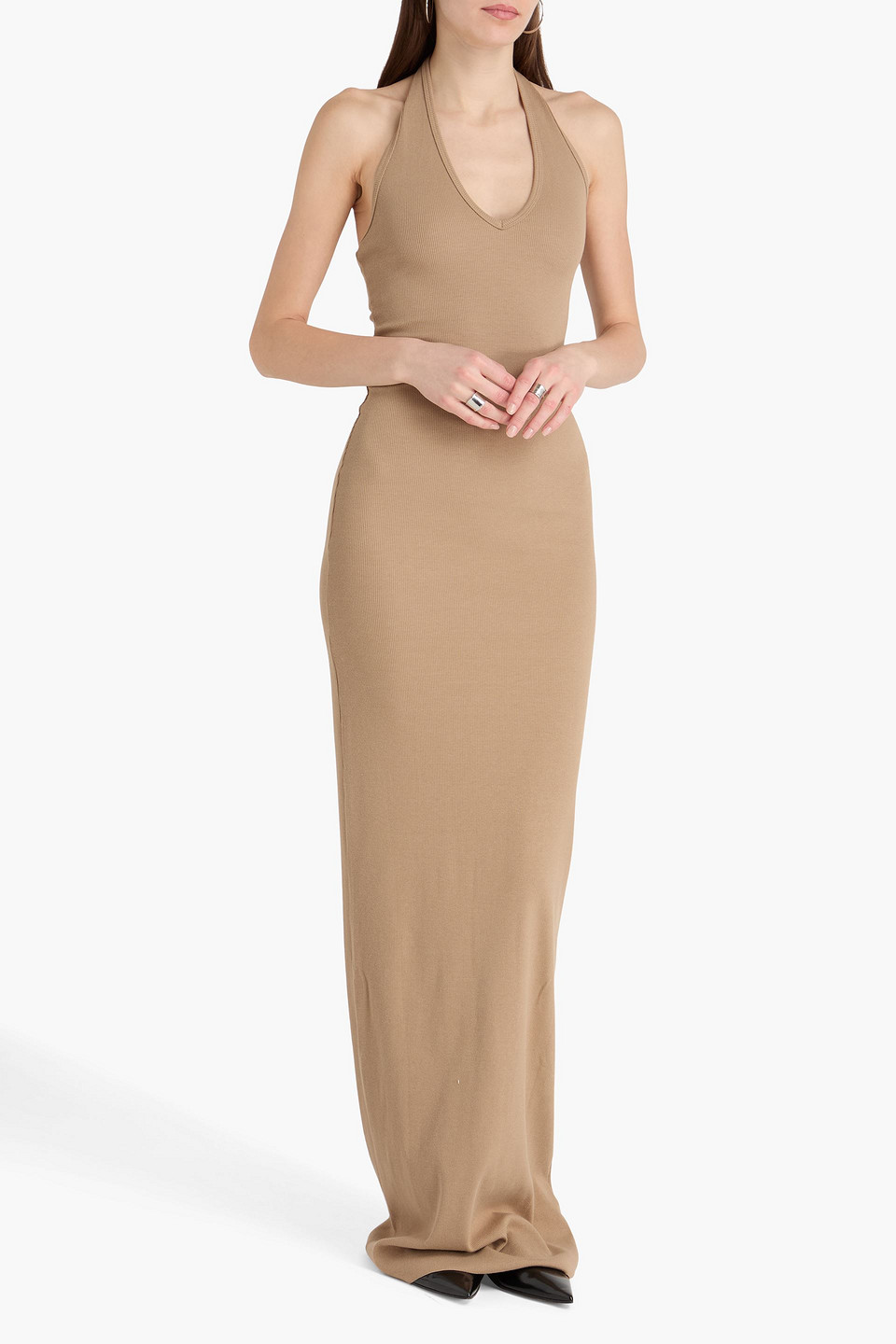 éterne - Neckholder-maxikleid Aus Geripptem Jersey - Neutral - Xs 