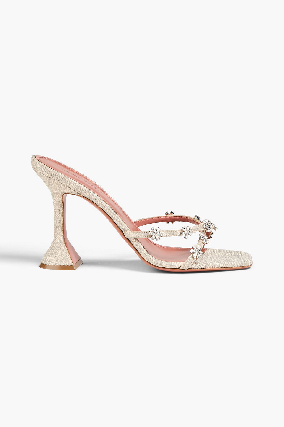 Amina Muaddi Lily Crystal-embellished Canvas Mules In Multi