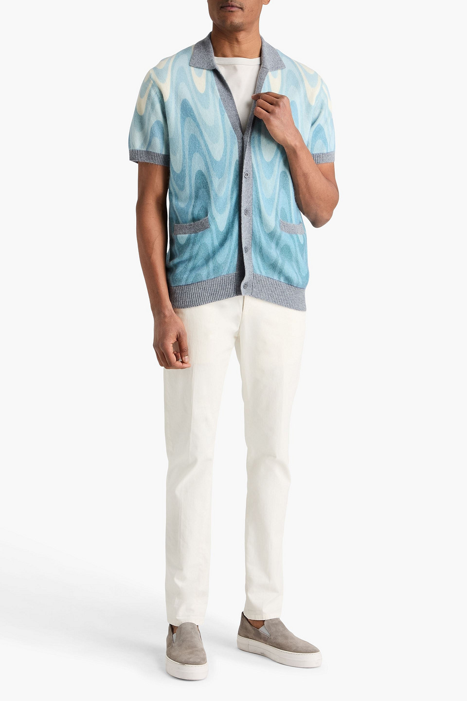  Frescobol Carioca - Cardigan „romero“ Aus Einer Woll-kaschmirmischung Mit Print - Blau - M 