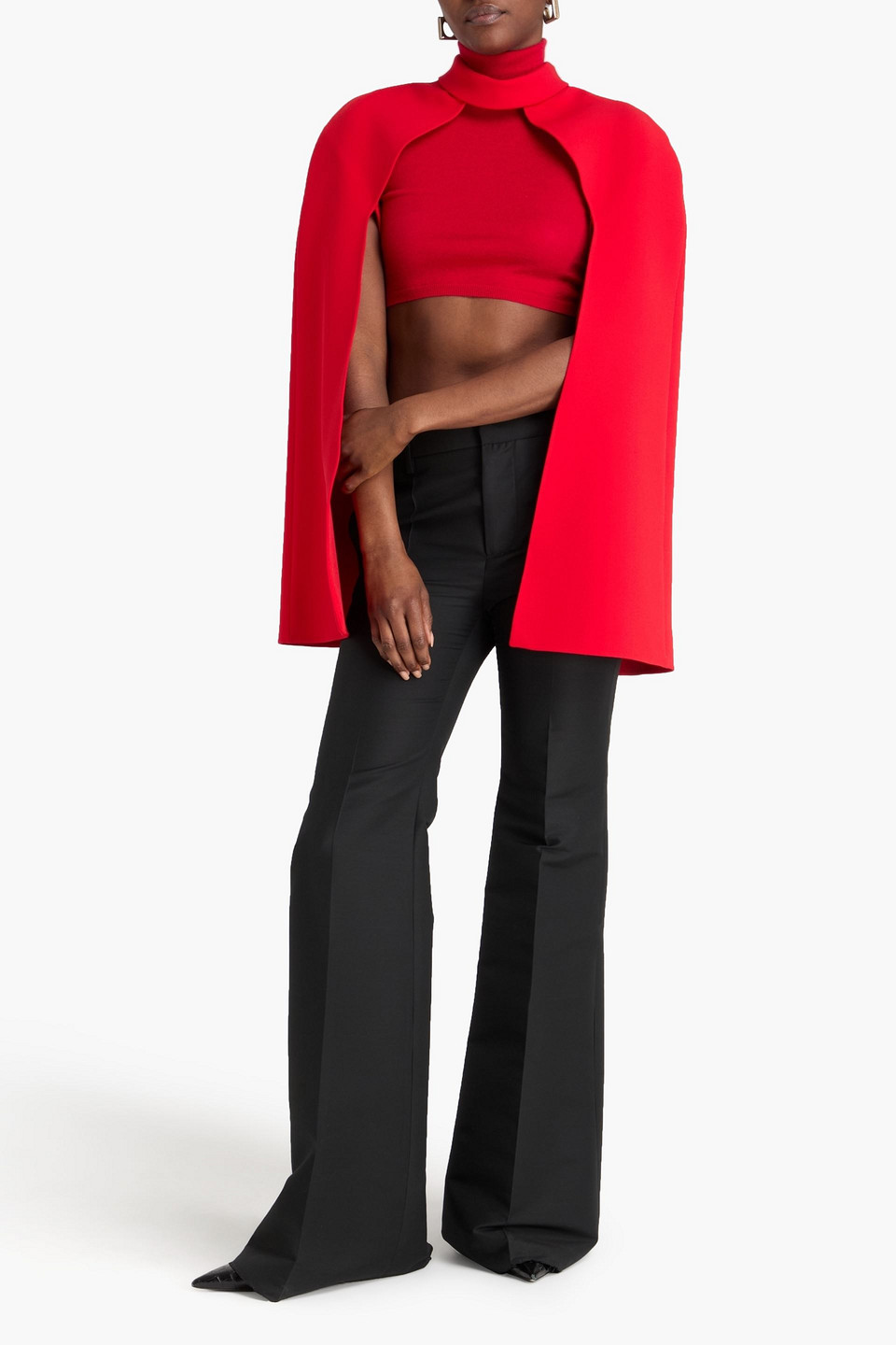  Safiyaa - Agnes Cape-effect Crepe Shrug - Red - Fr 44 
