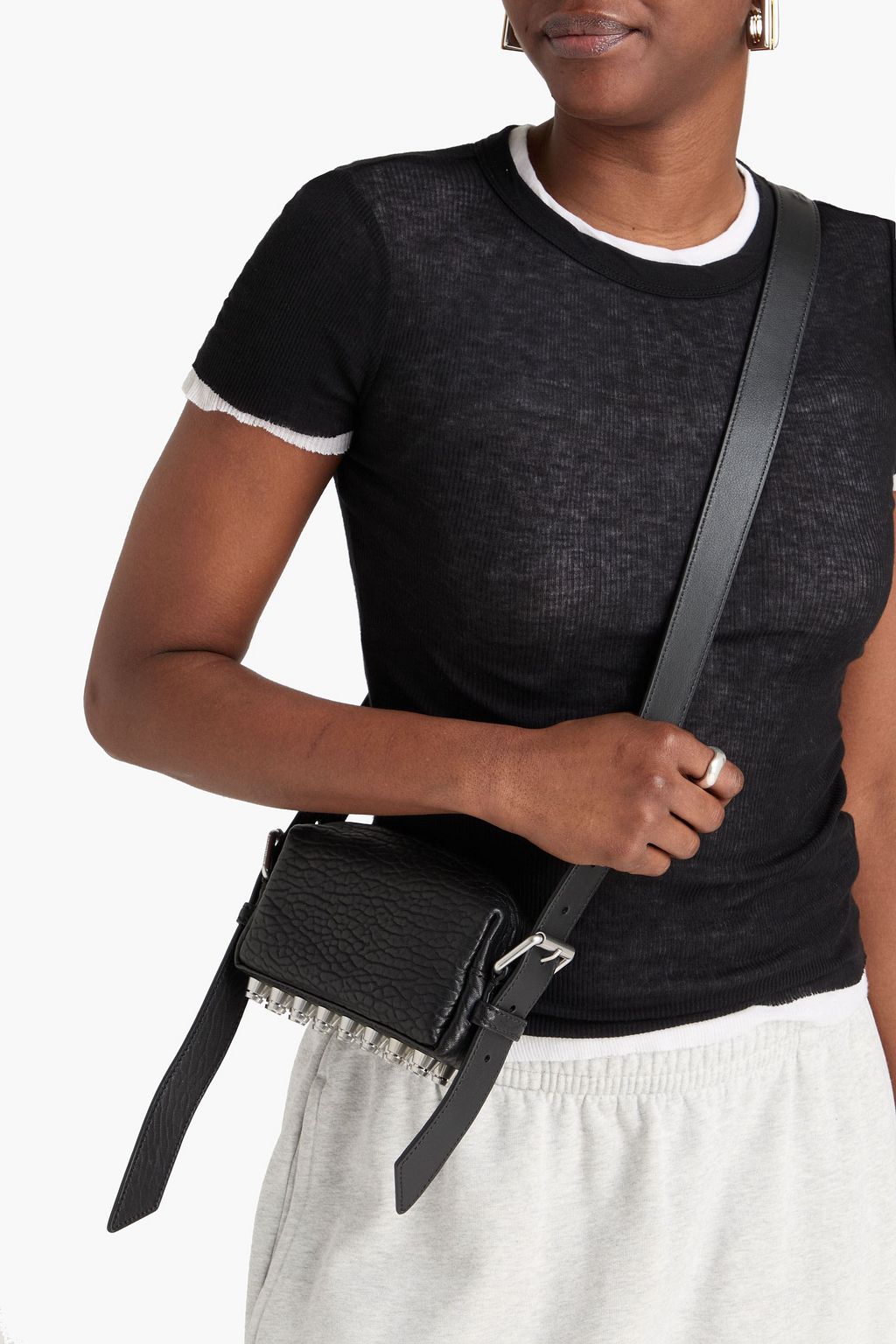 ALEXANDER WANG Ricco studded pebbled-leather cross-body bag | THE