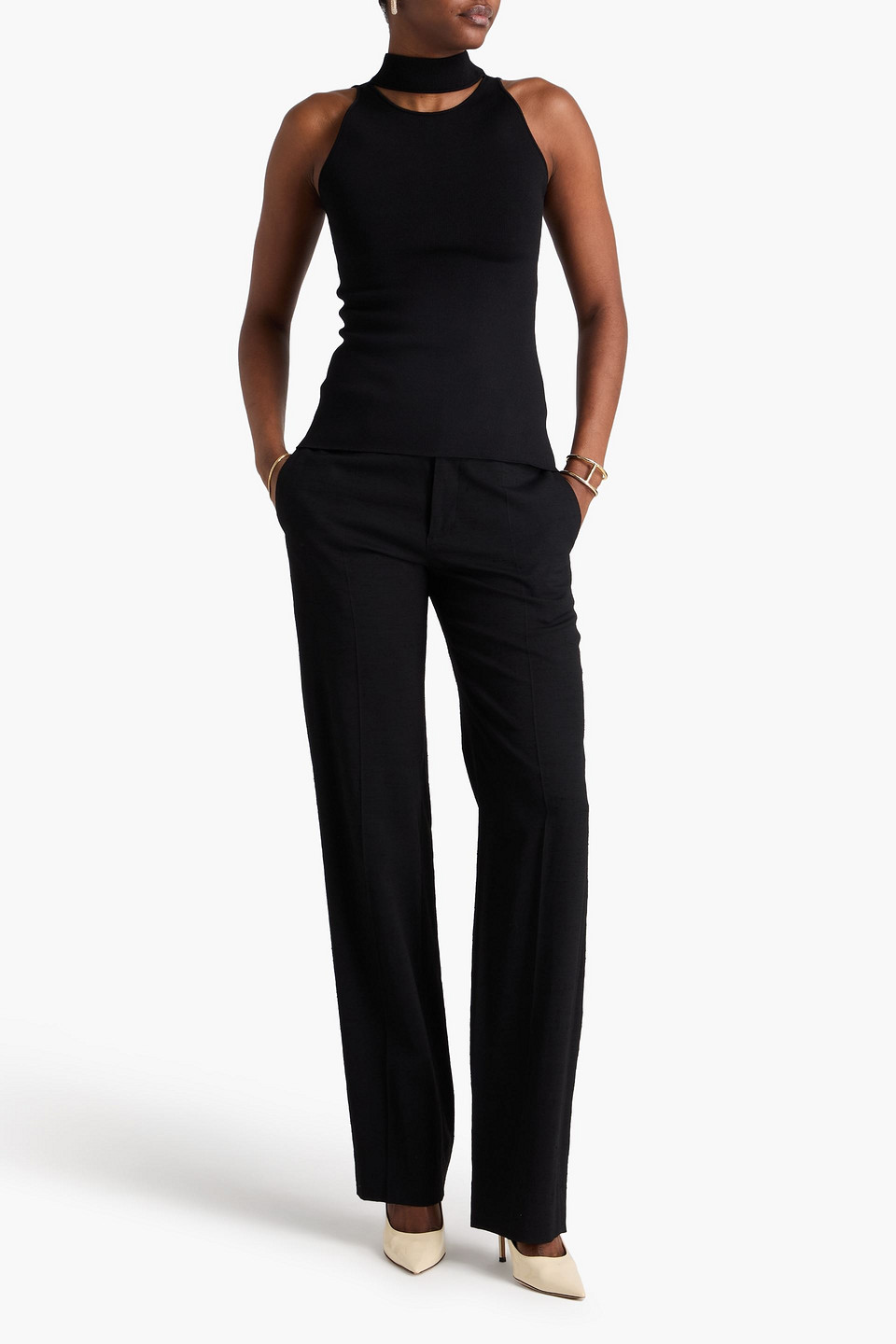  Safiyaa - Rollkragenoberteil „chascara“ Aus Stretch-strick Mit Cut-outs - Schwarz - M 