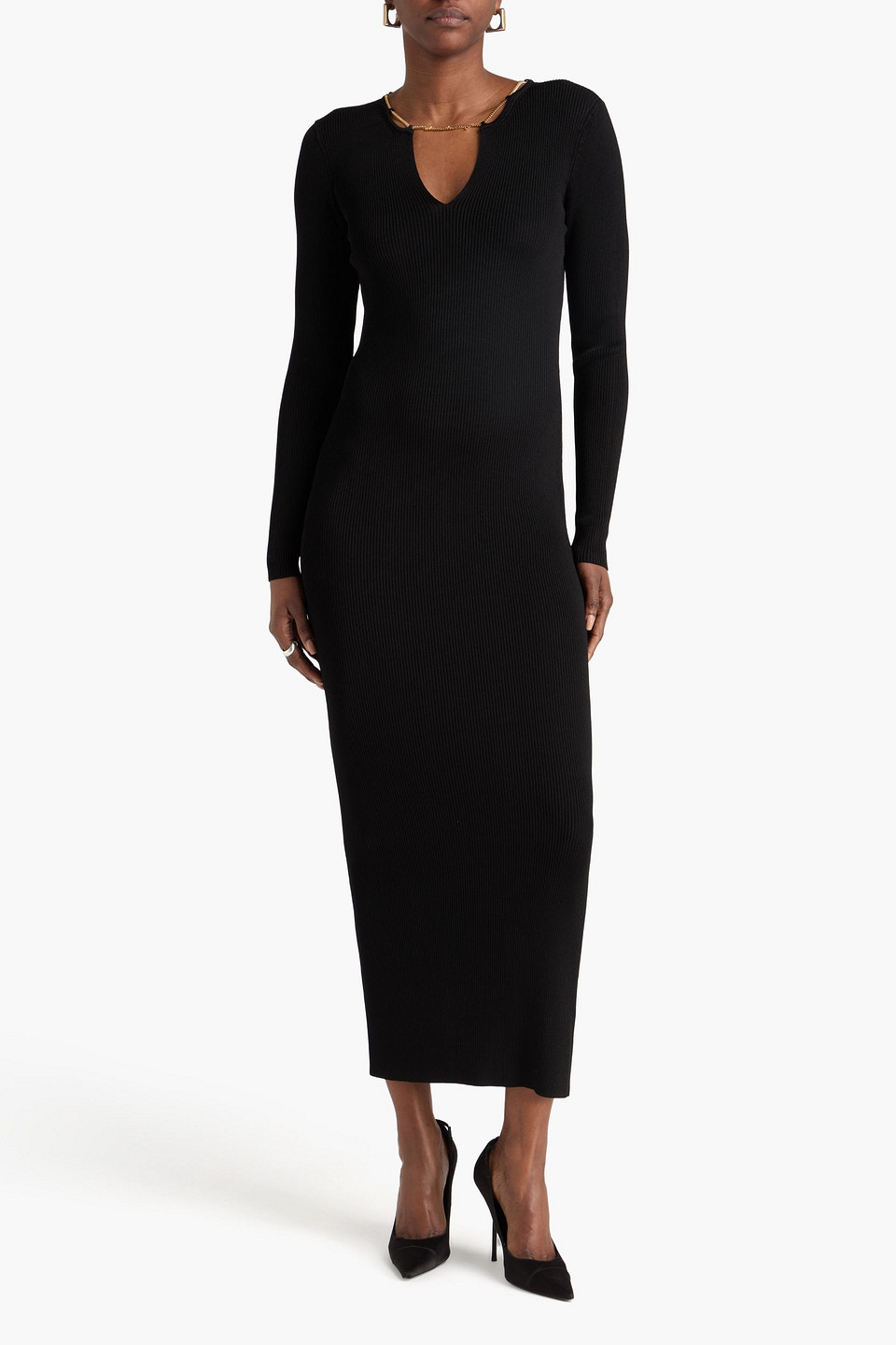  Alexander Wang - Maxikleid Aus Rippstrick Mit Kettendetail - Schwarz - S 