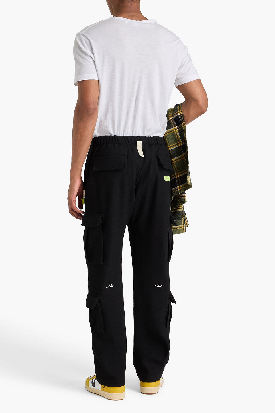  Advisory Board Crystals - Embroidered Wool Cargo Pants - Black - S 