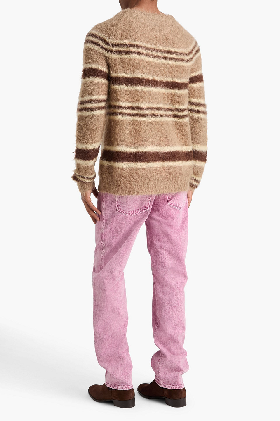 Nahmias - Gestreifter Pullover Aus Einer Mohairmischung - Braun - S 