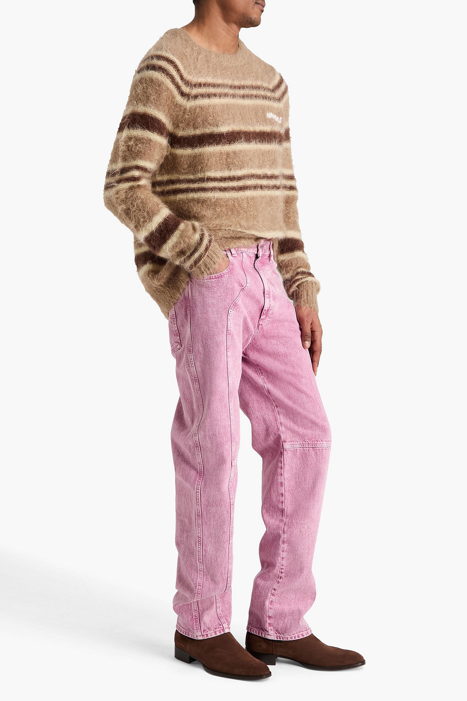  Nahmias - Gestreifter Pullover Aus Einer Mohairmischung - Braun - S 