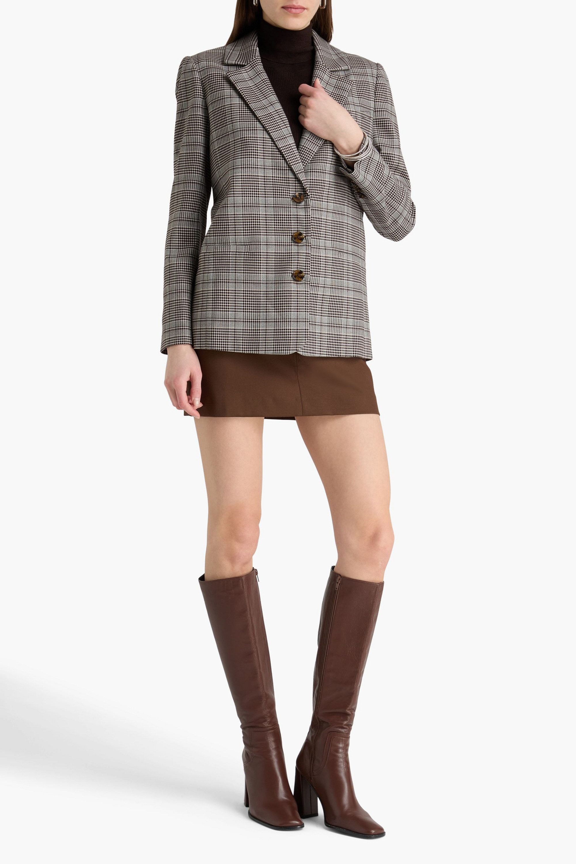 alice + olivia Michael Prince of Wales checked woven blazer