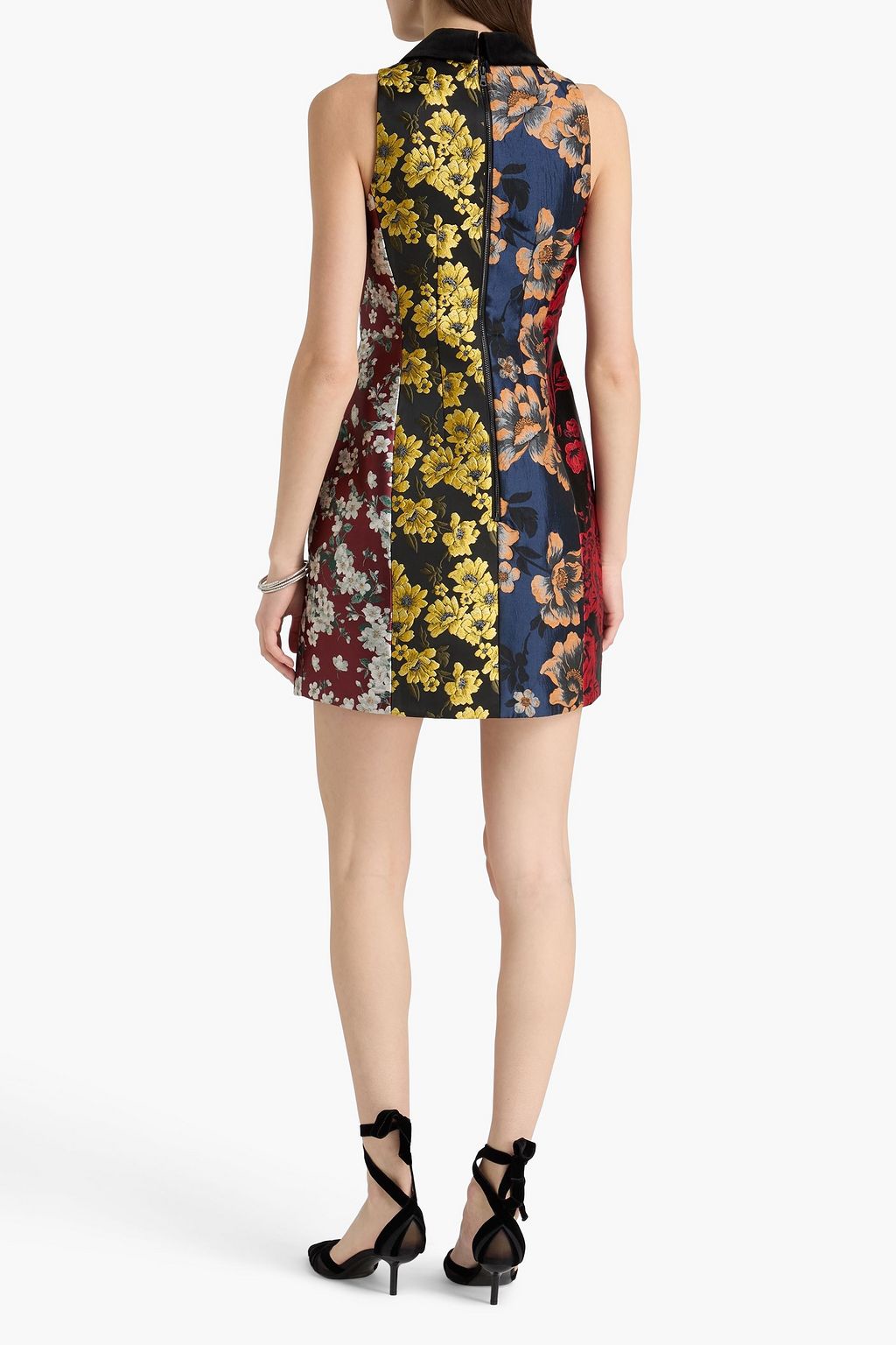 ALICE + OLIVIA Velia velvet-trimmed floral brocade mini dress | THE OUTNET