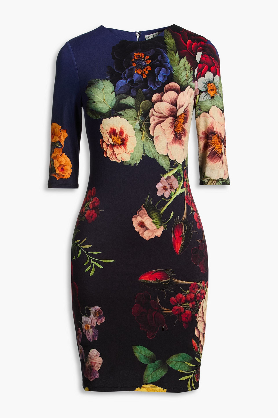 alice olivia - delora floral-print jersey mini dress - blue - us 2