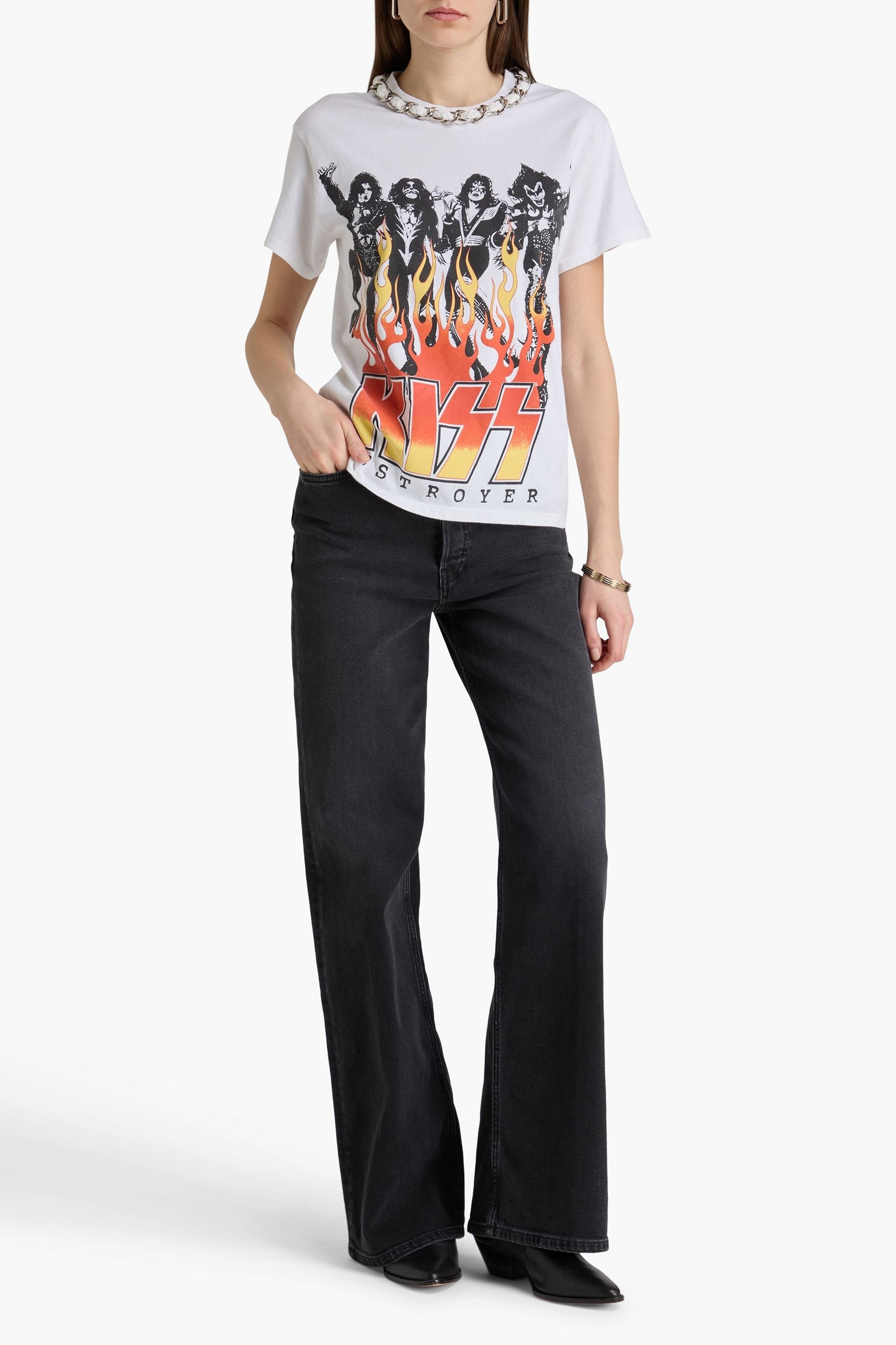 ALICE + OLIVIA JEANS Miller printed cotton-jersey T-shirt