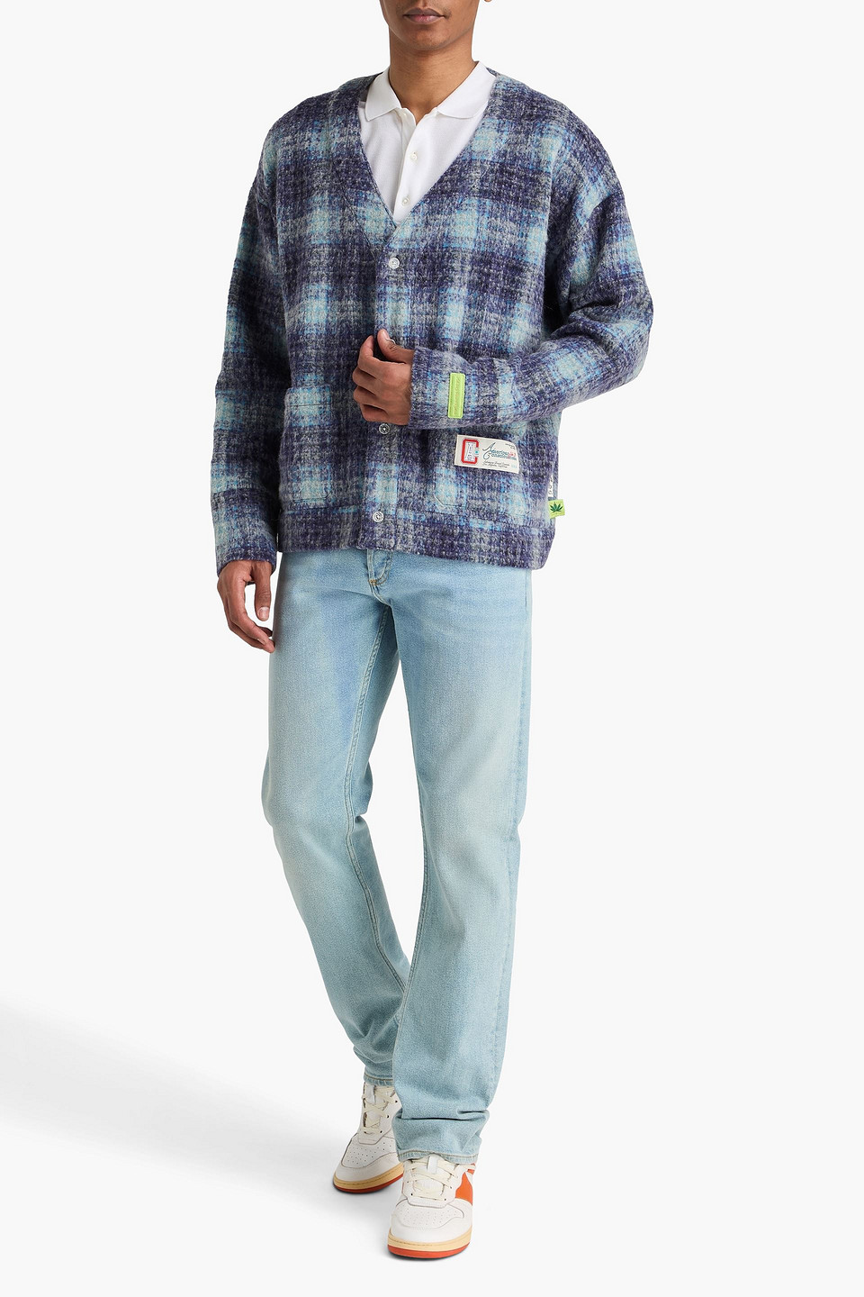  Advisory Board Crystals - Karierter Cardigan Aus Bouclé-tweed Aus Einer Wollmischung - Blau - L 