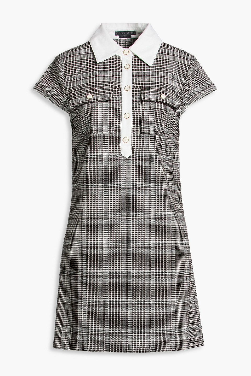 alice olivia - darby prince of wales checked tweed mini dress - brown - xs