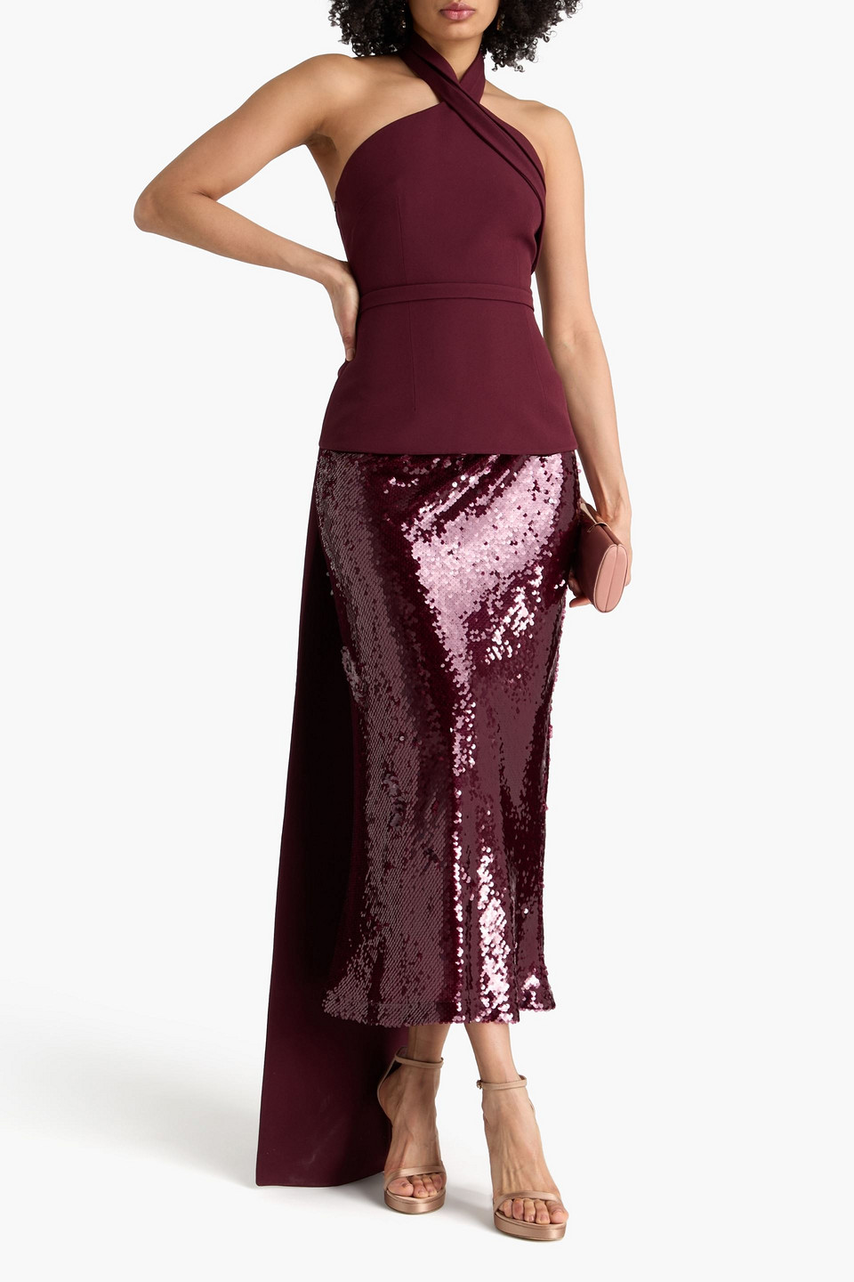  Safiyaa - Odele Draped Crepe Top - Burgunderrot - Fr 36 