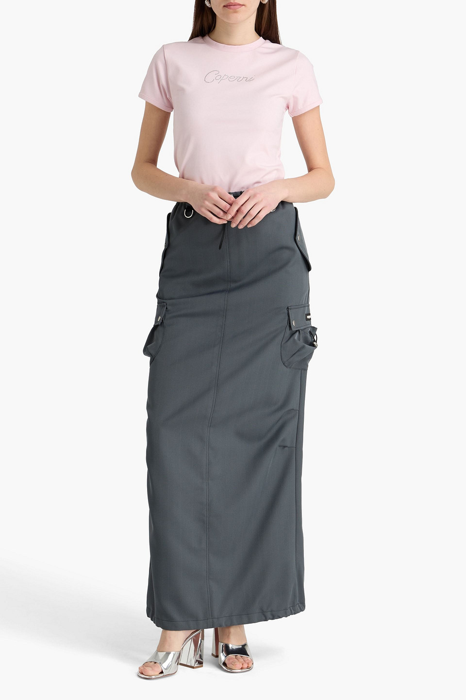  Coperni - Maxirock Aus Twill Mit Fischgratmuster - Grau - Fr 34 