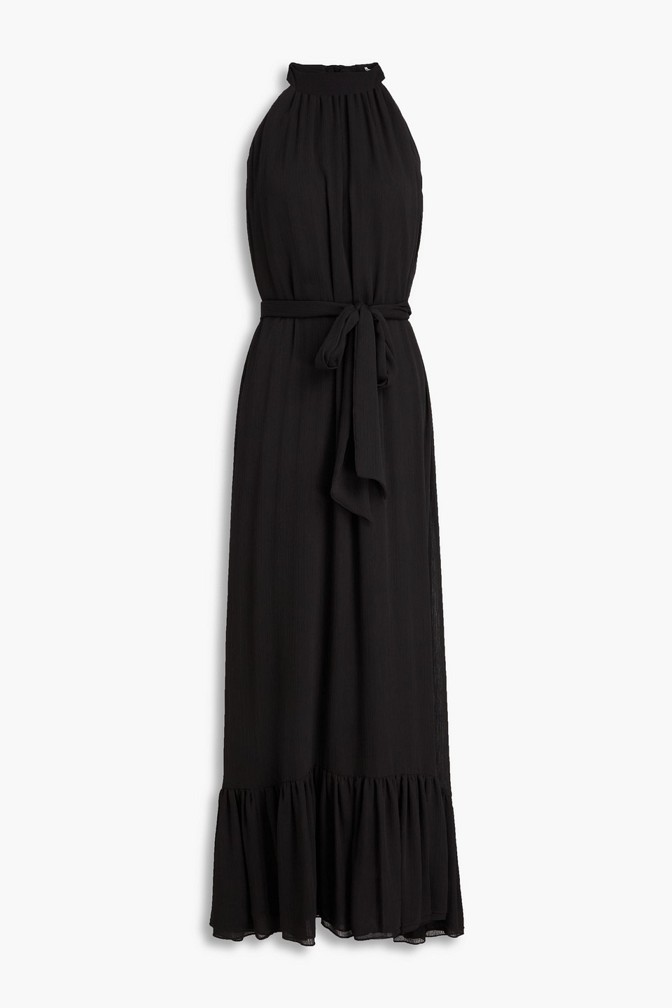 alice olivia - jovie ruffled crepe de chine maxi dress - black - xs