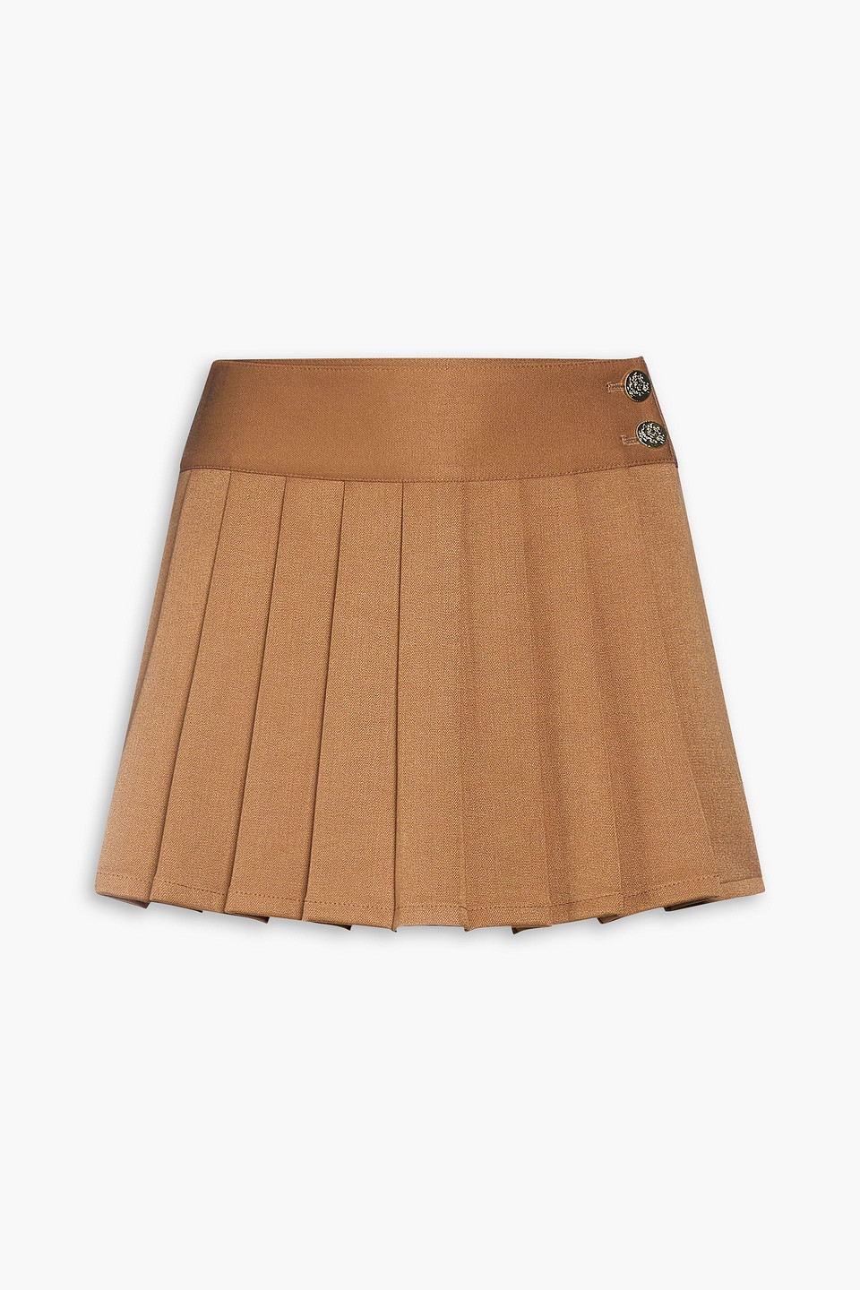 alice olivia - noah pleated skirt-effect crepe shorts - brown - us 0
