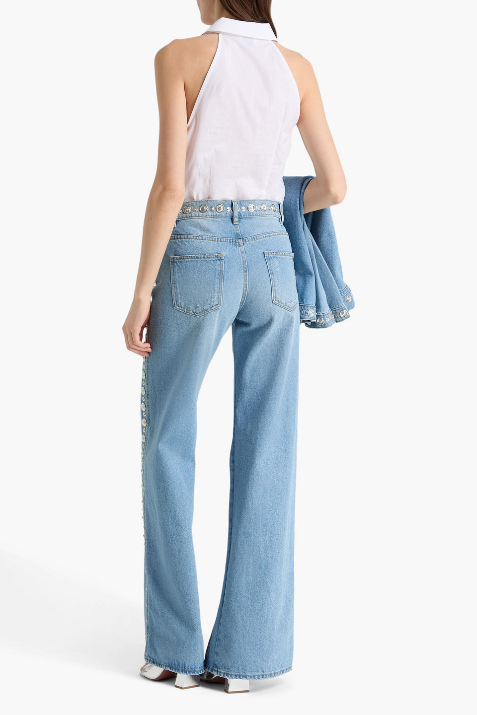  Coperni - Studded High-rise Wide-leg Jeans - Blue - Xs 