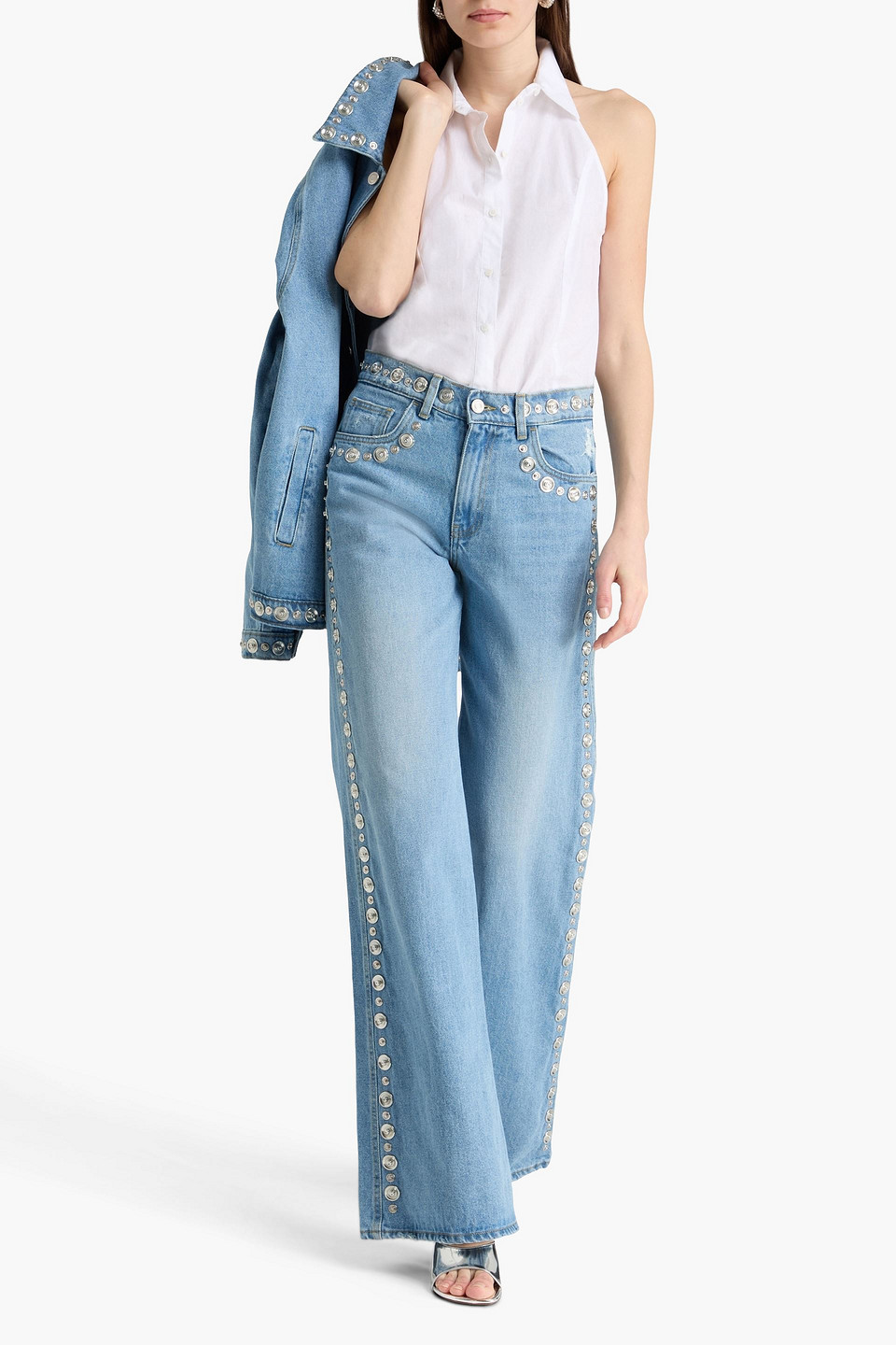  Coperni - Studded High-rise Wide-leg Jeans - Blue - Xs 