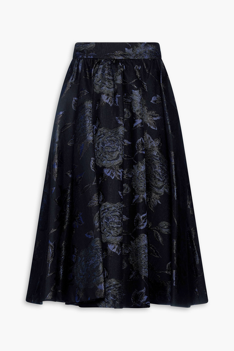 alice olivia - gilda brocade midi skirt - black - us 0