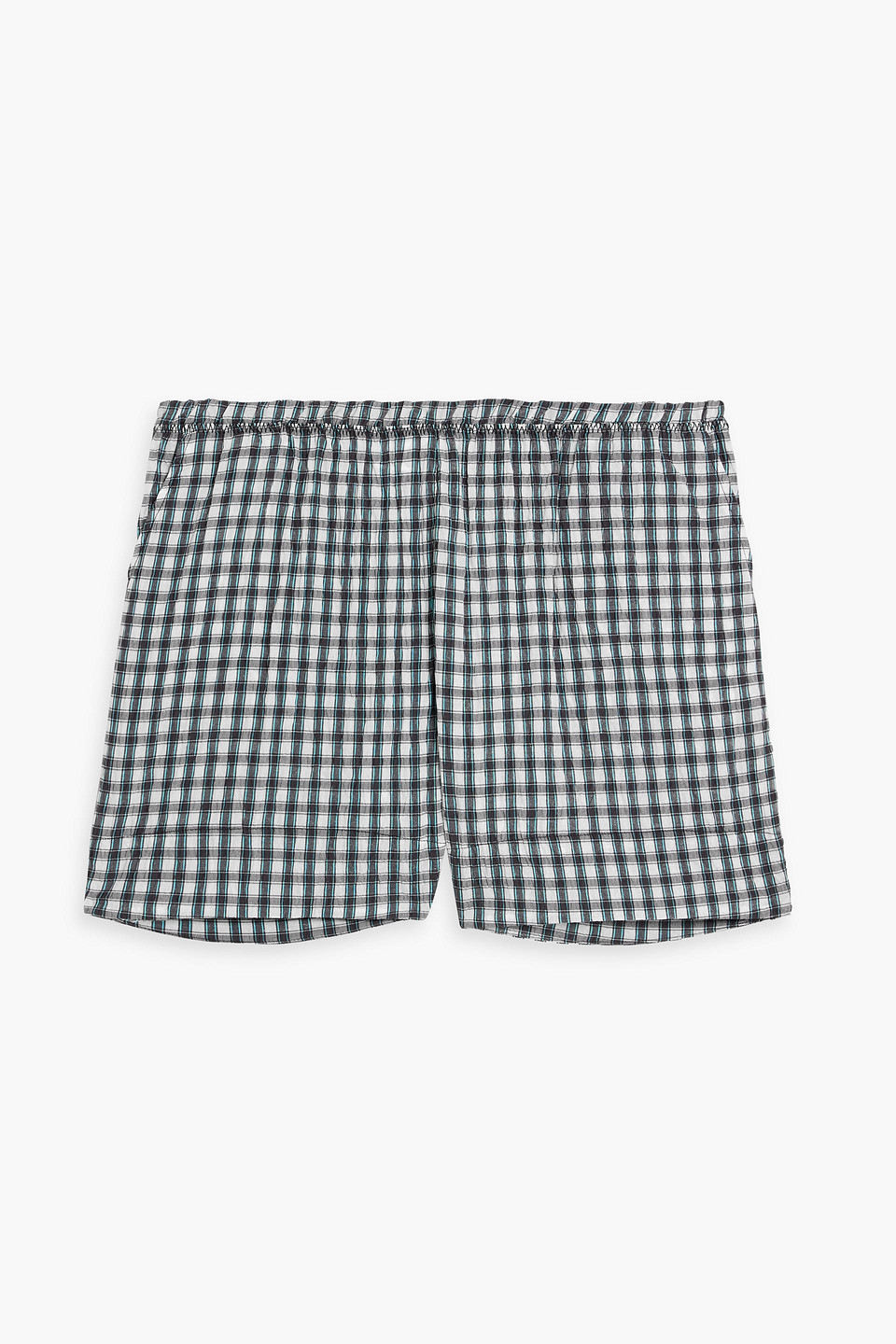 ganni - gingham seersucker shorts - white - eu 36