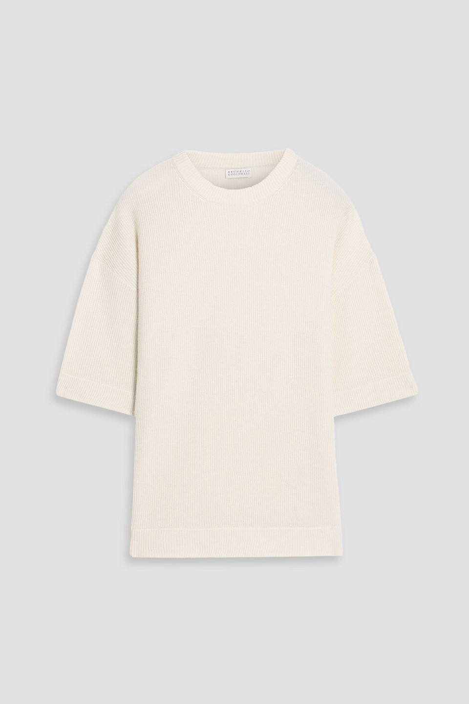 Brunello Cucinelli Ribbed Alpaca And Cotton-blend Sweater In White