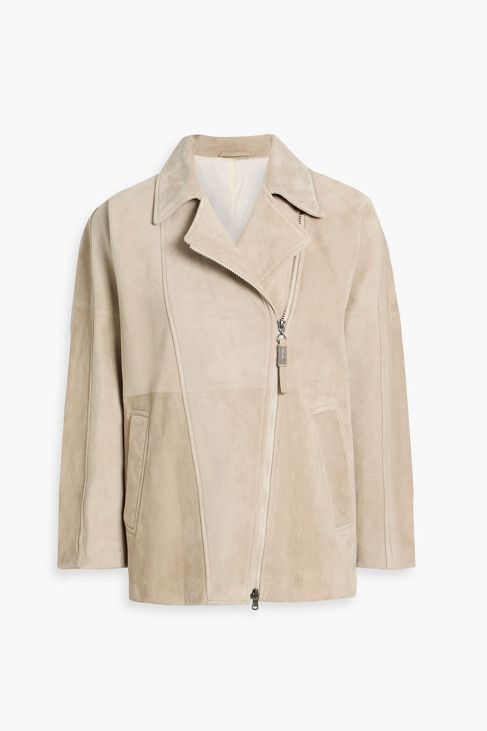 Brunello Cucinelli Suede Jacket In Neutral
