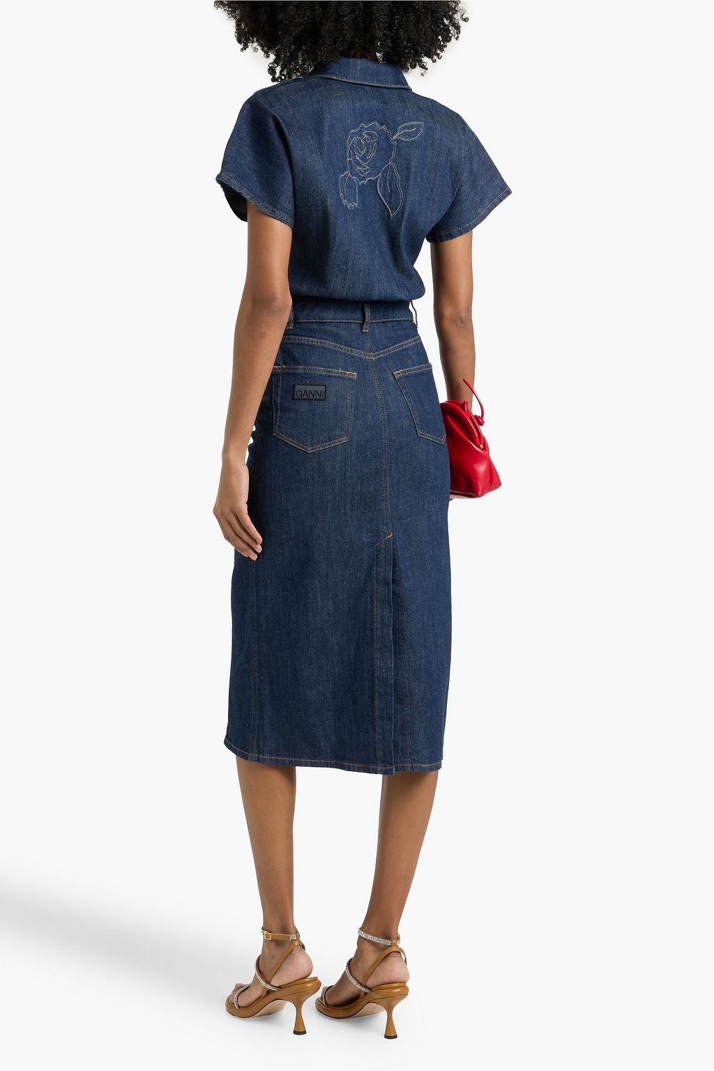 ganni long denim dress GANNI Grey Future Long Denim Dress
