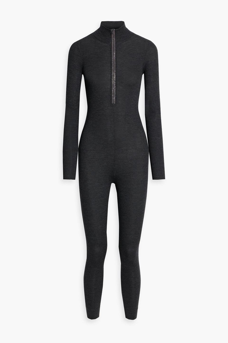 Brunello Cucinelli Bead-embellished Wool And Cashmere-blend Jumpsuit In Black