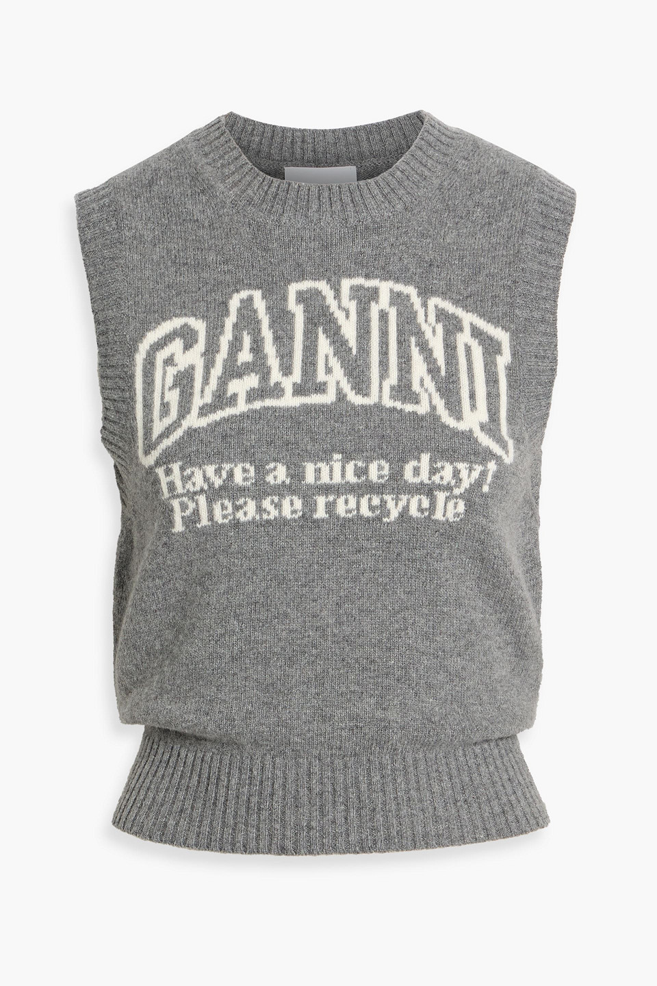 Ganni Intarsia Vest In Gray