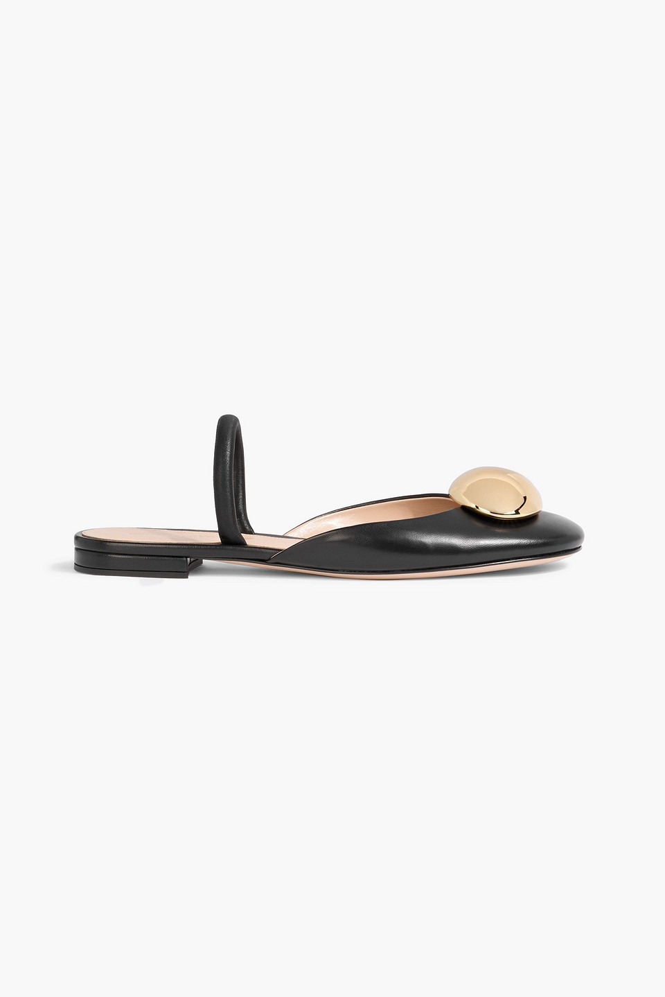 Gianvito Rossi Sphera Embellished Leather Flats In Black