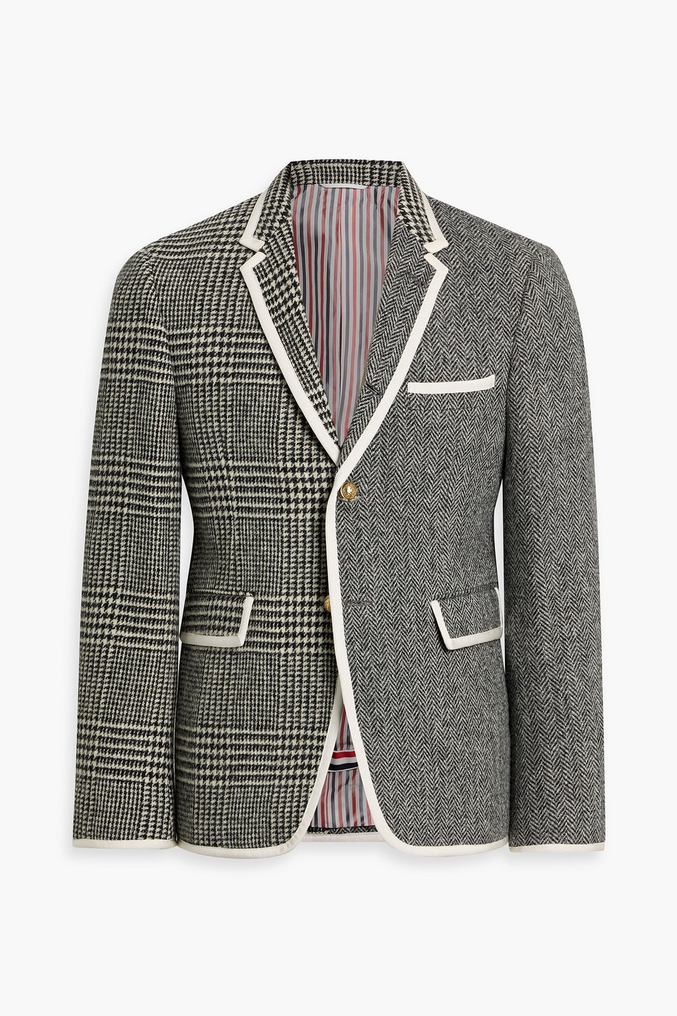 thom browne - herringbone wool-tweed blazer - black - 3