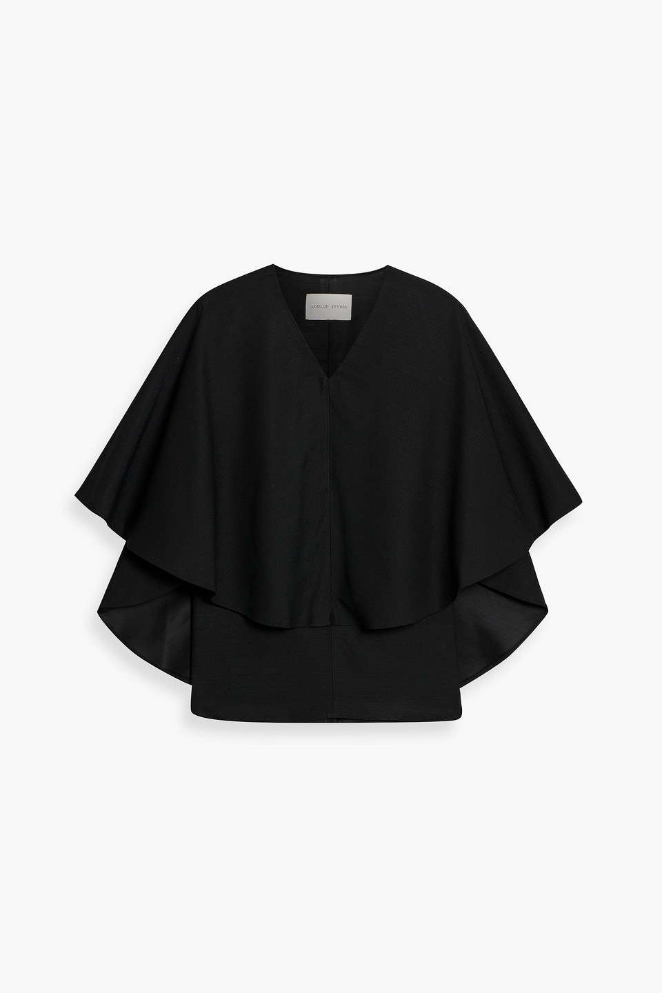 Loulou De Saison Arona Cape-effect Jacquard Blouse In Black