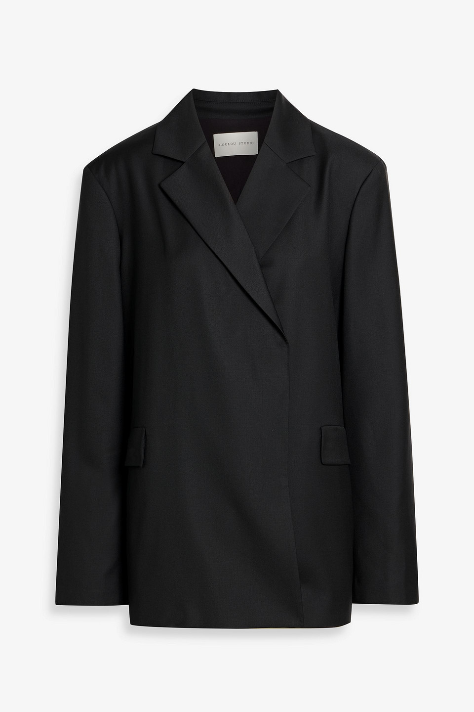 Loulou De Saison Arlo Double-breasted Wool-twill Blazer In Black