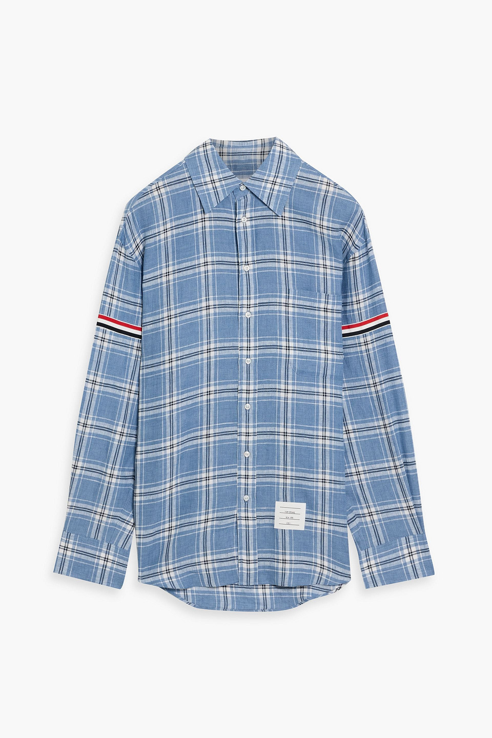 thom browne - checked linen shirt - blue - 1