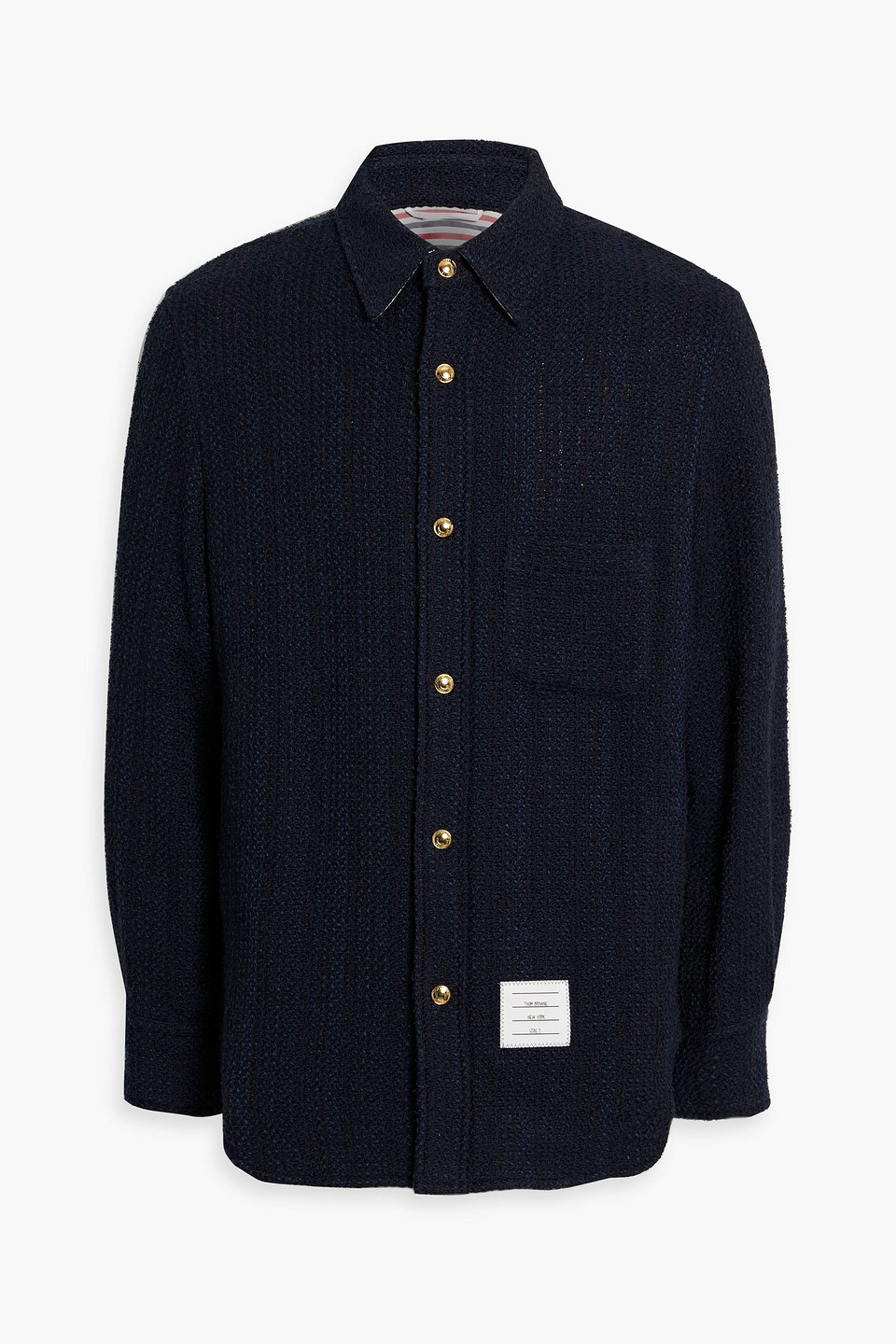 thom browne - cotton-blend tweed jacket - blue - 3