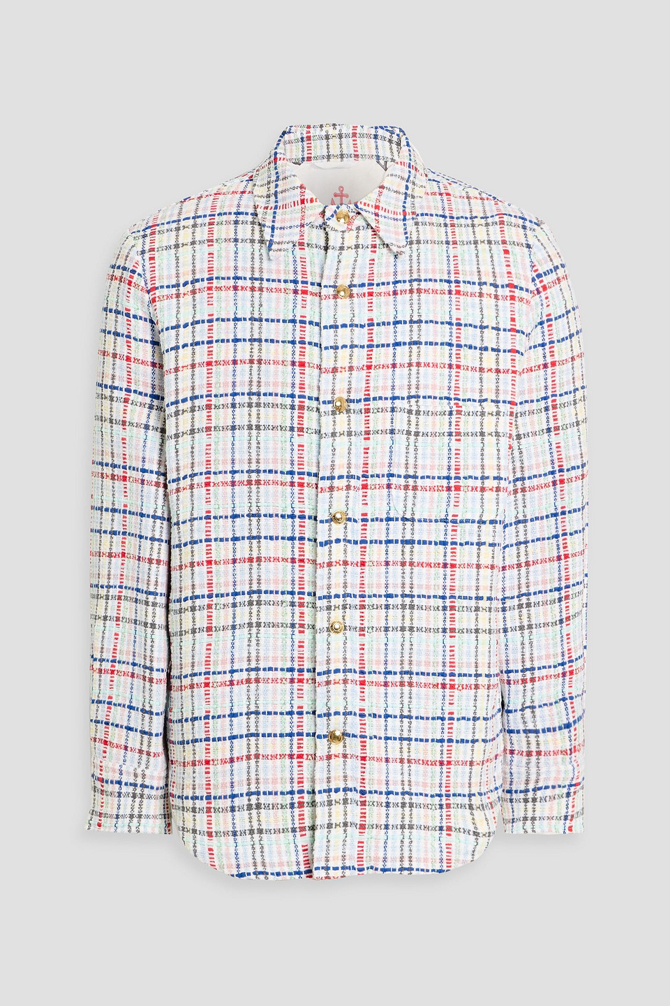 thom browne - checked tweed overshirt - white - 2