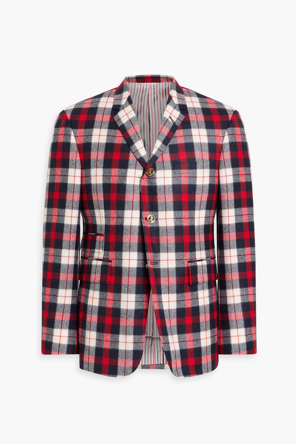 Thom Browne Checked Wool-twill Blazer In Red
